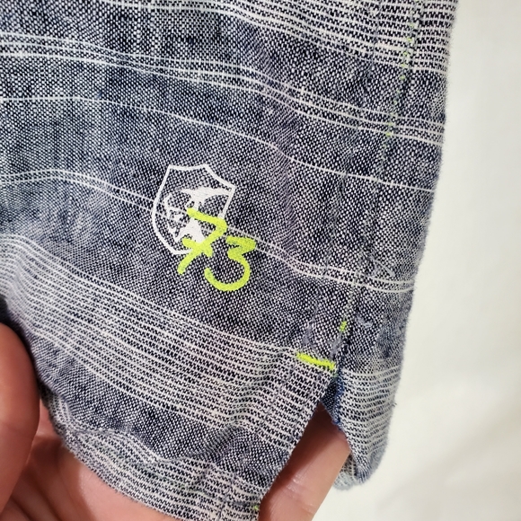 Buffalo David Bitton Linen Roll Tab Sleeve Hooded Quarter Button LS Shirt SZ L - Picture 4 of 13